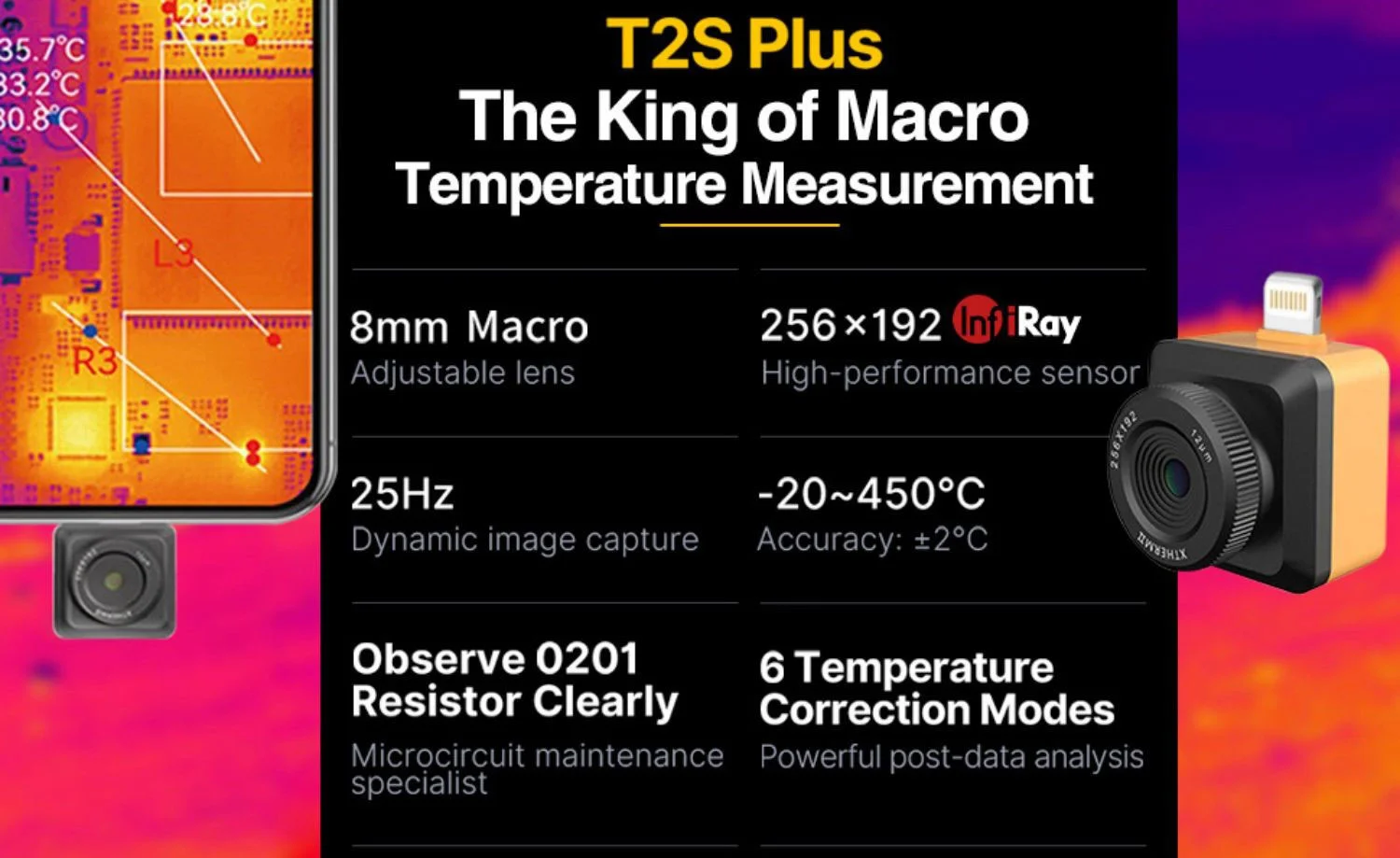 03 T2S PLUS rey de macro Medición de temperatura
